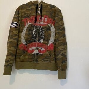 Third Day camo full zip hooded pocket jacket size small